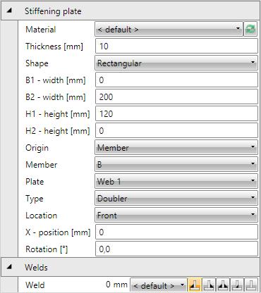 IDEA Connection user guide 105 5.4.17.2 Stiffening plate related to member Following properties can be defined for the plate related to member: Member select member to relate the new plate to.