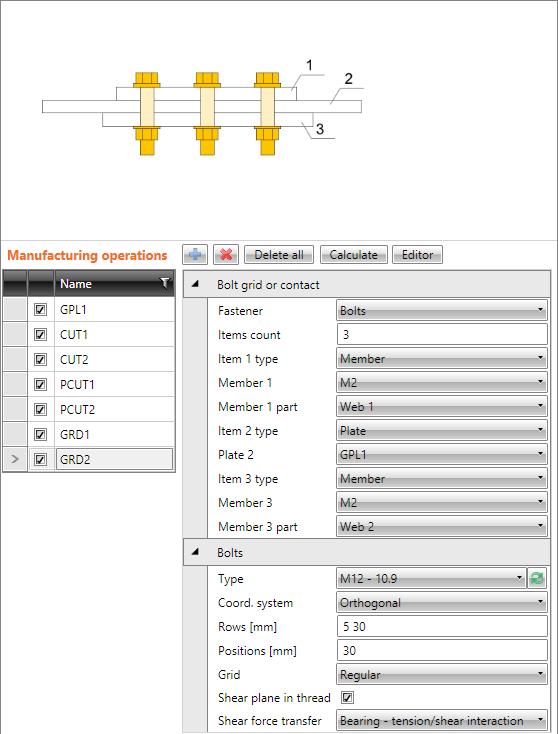 IDEA Connection user guide 119 5.4.19 Fastener grid Manufacturing operation Fasteners grid connects several plates using the bolts assembly or modelling contact element between plates.