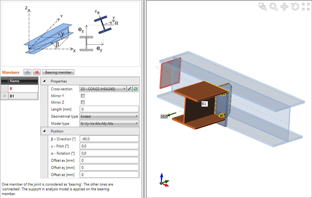 IDEA Connection user guide 14 6 Joint input and design Individual joint data are defined using corresponding navigator commands. The joint is defined by: Geometry 1D members connected in the joint.