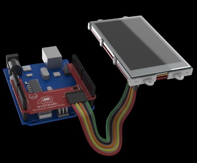 In most cases, no external power is required for the Display Module as all power is supplied from the Arduino, via the Adaptor Shield.