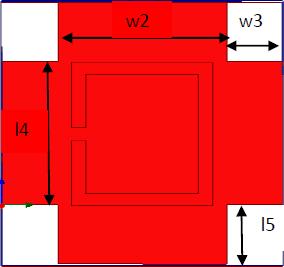 fig 1(b) shows a microstrip line withl4=12mm,w2=14mm, l5=5mm,w3=4mm. The air box having dimension 2 x 22 x 11.67 (mm) 3.