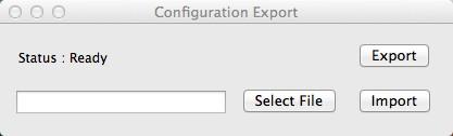 . Configuration Export The configuration export dialogue can be used to export all Motus settings to a file.