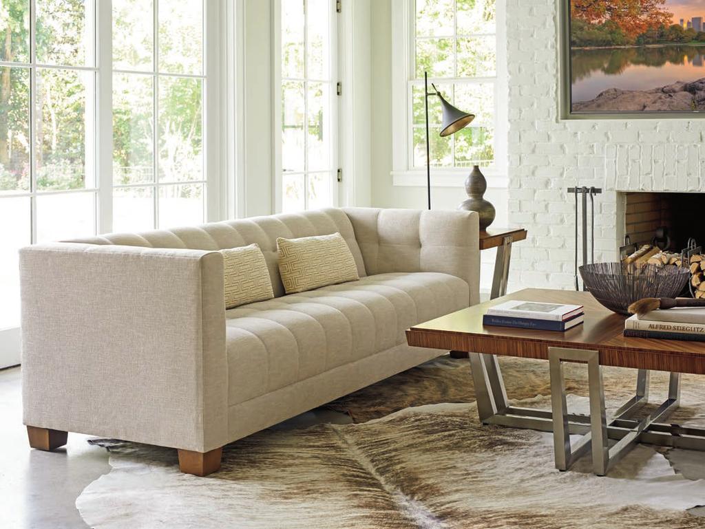 The 98-inch Emilia sofa offers a modern interpretation of a classic contemporary frame.