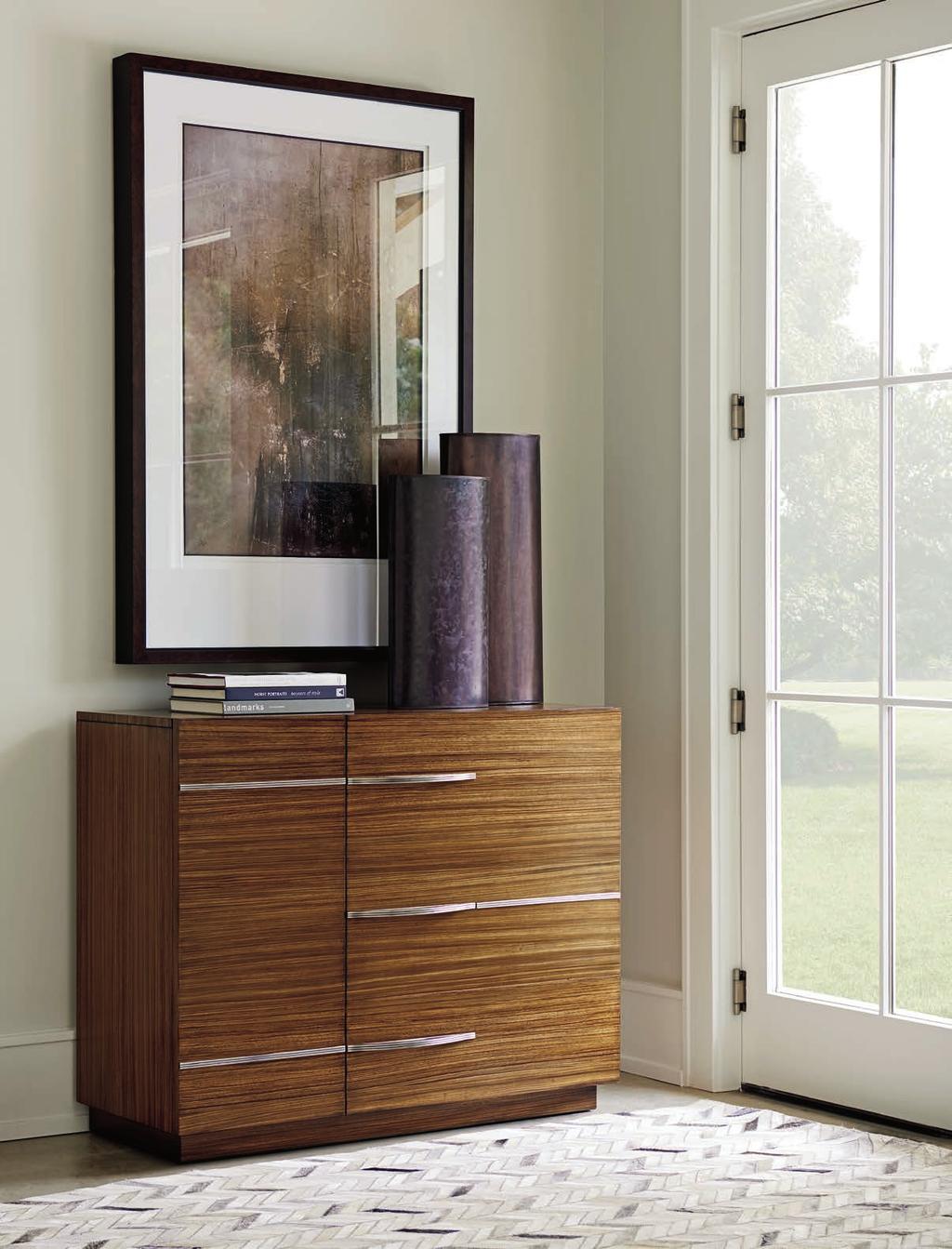 The Scofield chest highlights the visual impact of asymmetry in contemporary design.