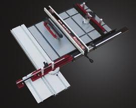 The main table on the TS-1020WS work station table saw is 20" x 27" and has a deluxe rip fence
