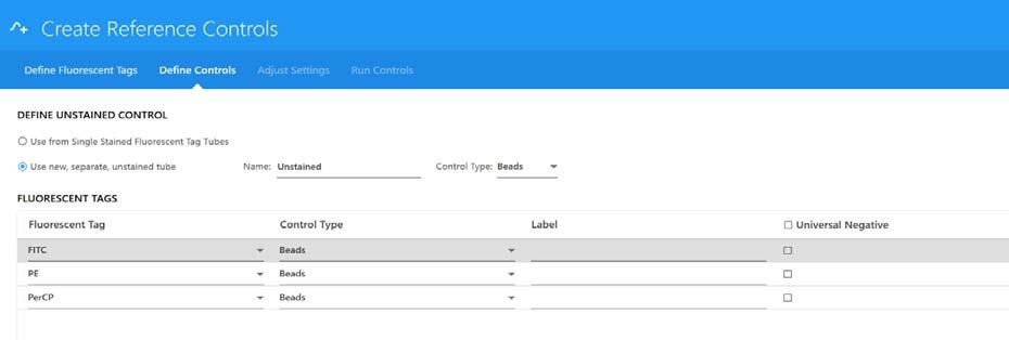 Either beads or cells can be stained and defined as control types. This allows you to keep track of control types.