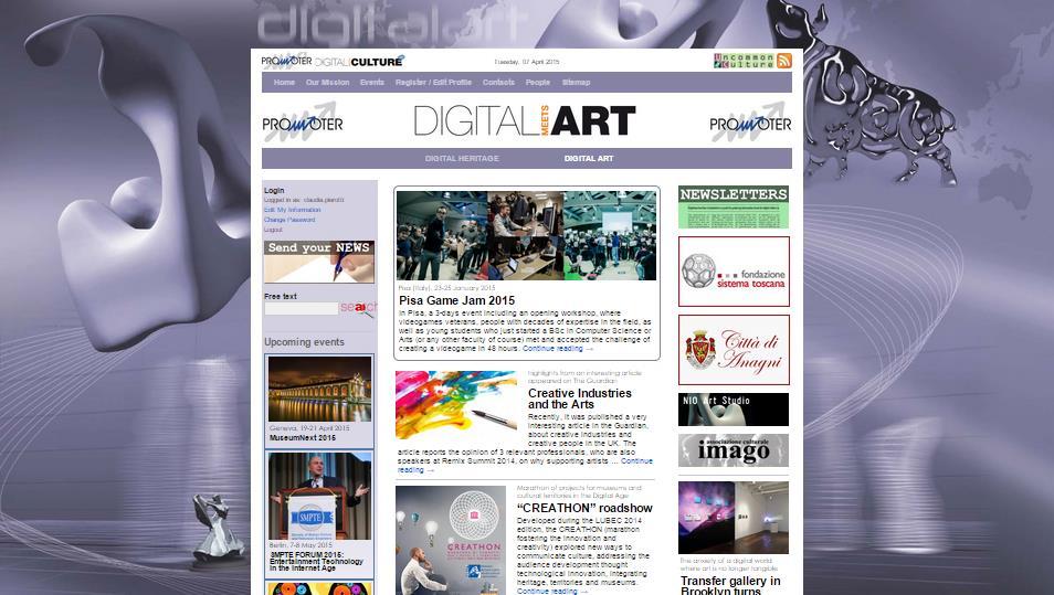 4 The Digital Art section focuses on the latest, innovative forms of digital art in any expression and gives space and visibility to upcoming events and discussions about this large, open and
