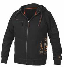 Technical sweatshirt jacket, Carpenter Nordic Sweatshirt jacket with long zip. Side pockets and chest pocket with zips. Dark reflectors on sleeves. Ergonomic thumbhole in cuffs.