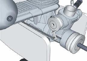 Step3. Connect the Φ1.5 x 400mm (15.7inch) throttle pushrod to the engine. Step6.