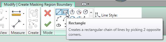 You enter the Region mode and the drawing is dimmed out. Select the rectangle tool for drawing.