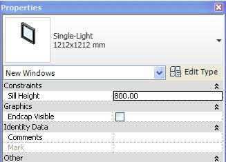 Click on ELEMENT PROPERTIES (remember first to activate Window2 ) On the WINDOW RIBBON click on Element Properties Family may consist of several types Type Click on Edit/Type