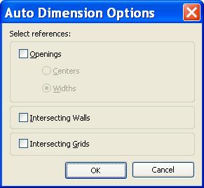 From The OPTIONS toolbar, choose: WALL FACES PICK: ENTIRE WALLS Prefer: WALL FACES Pick: ENTIRE WALLS Clicking on OPTIONS you can set the following: In case you do not want to have dimensions on