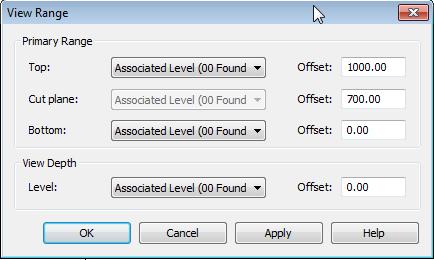 In Revit, such properties are referred to as VIEW PROPERTIES Set Cut Plane to 700
