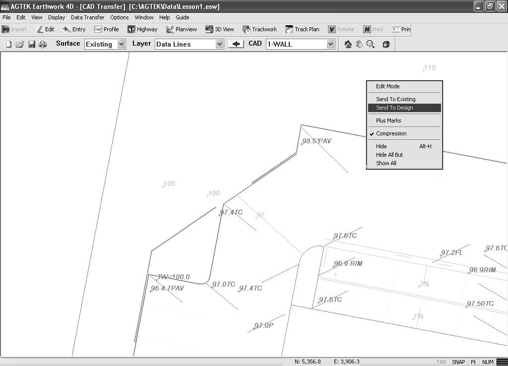 5. Right-click, then select Send to Design to move the layers to the Design surface. Complete CAD Data Transfer A few layers are left to transfer at this point.