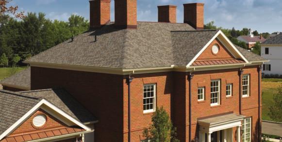 DESIGNER SHINGLES Burnt Sienna Cobblestone Gray Colonial Slate Cottage Red Shown in Weathered Wood Georgetown Gray Heather Blend Hunter Green Mission Brown Moire Black Resawn Shake Silver Birch