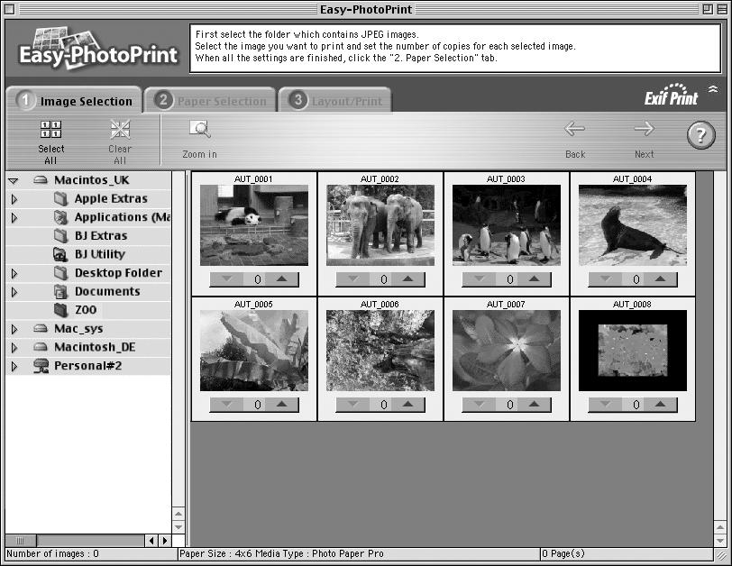 Advanced Printing Printing Borderless Photographs with Macintosh This chapter describes the steps used to print from Easy-PhotoPrint * included with your Setup Software and User s Guide CD-ROM using
