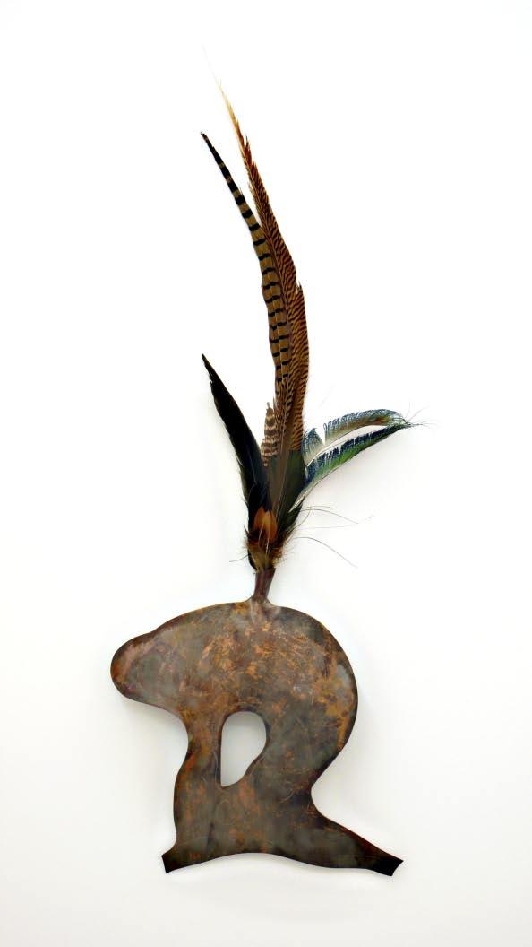 Helmet, 2008 Copper, feathers 90 x 36 x