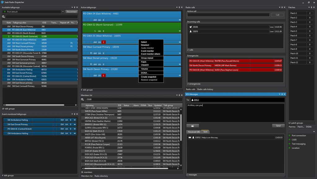TACTICALL DISPATCHER SUITE > USER EXPERIENCE USER EXPERIENCE The TactiCall Dispatcher user interface has been carefully optimized for radio dispatcher operations, presenting large volumes of complex
