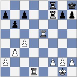 ourselves in a rook-and-pawn end game, and I was a pawn ahead. Being one pawn ahead in an end game, when handled properly, can lead to a win, but rook-and-pawn endings can be difficult.