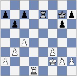 Diagram-6: How can White make progress in this rook and pawn end game? I wanted to progress with my kingside majority, which naturally first involves advancing my f-pawn.
