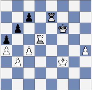 Diagram-11: Black has an opportunity to activate his rook: Re1 It seems that my opponent now had an opportunity for drawing chances by moving Re1. He instead chose to attack and block my h-pawn.