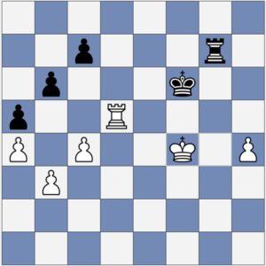 Diagram-12: Black s best chance for a draw is now Rg1 or Rg2 The defender in this rook and pawn end game has a limit on how long he can play passively.