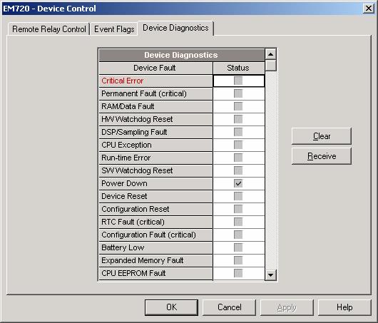 Chapter 6 Device Control and Upgrading Clearing Device Diagnostics Clearing Device Diagnostics 8. To synchronize the meter clock with the PC clock, click Set.