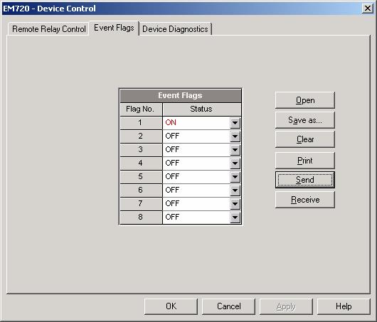 Chapter 6 Device Control and Upgrading Operating Event Flags Operating Event Flags 2. Click on Send.