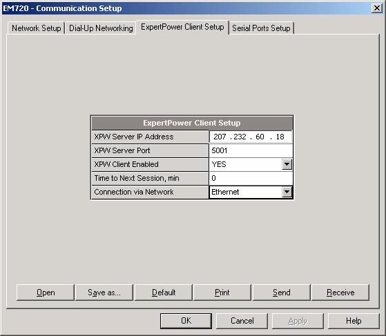 Chapter 5 Configuring the EM720 Configuring Communications Setting-Up expertpower Client The EM720 has an embedded expertpower TM client that provides communications with the expertpower TM server