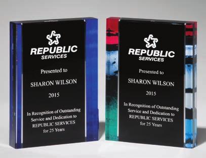 Airflyte Plaques & Acrylic Awards Premium Series Acrylic with Printed Blue or Stained Glass Pattern Border,