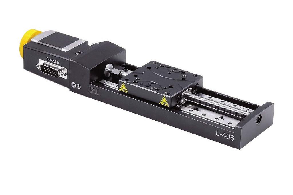 L-406 Compact Linear Stage For loads up to 10 kg n Travel ranges from 26 mm to 102 mm (1 to 4 ) n Stepper motor or DC servo motor with and without gearhead n Direction-sensing reference