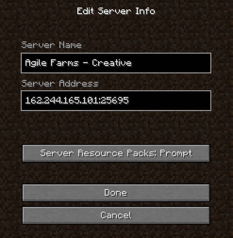 MORE STEP 4 -ADD OUR SERVER Click 'Add Server' (or edit if needed) Type in a name you want, but we suggest Agile Farms