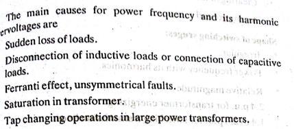 10.Discuss the causes of power frequency overvoltages in power in