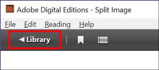 Transfering your ebook to a Nook or Kobo (optional) 1. After downloading the book, click the Library button in the upper-left corner: 2.