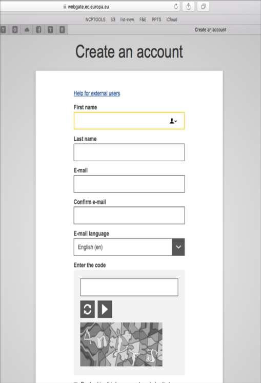 Create an account Fill in the E-mail field