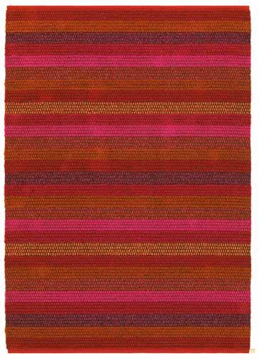 Happy is a woven rug of wool and linen, colorful and charismatic, with stripes that both harmonise and