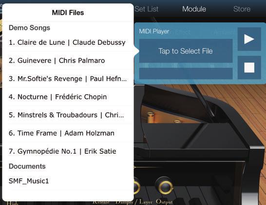 2. Tap Tap to Select File, and select the MIDI data from the list that appears. 3.