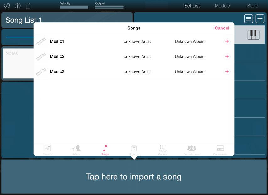 4. Select the song you wish to add to Song List 1 from the list of installed songs that will appear. 5.