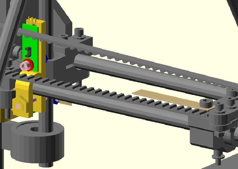 Attach the metal flag onto the y carriage with a M3 x 10 screw and fitting washers and a nut. Make sure the flag goes into the optical end-stop when the y-axis is driven completely to one side.