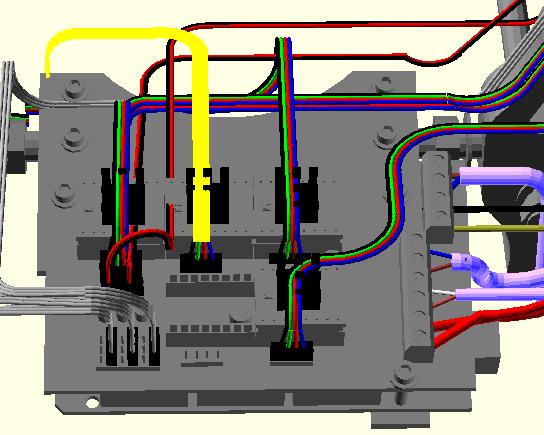 Connection of the y motor onto the electronics Plug the cable into the middle motor socket of the electronic, as shown with the