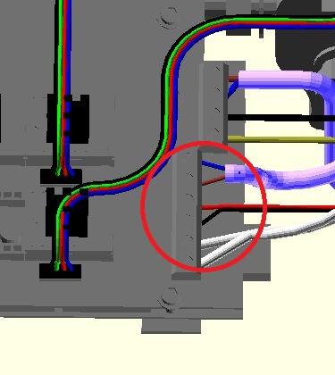 thermistor cable in a big loop to the top of the printer and from there down on the side of the printer to the