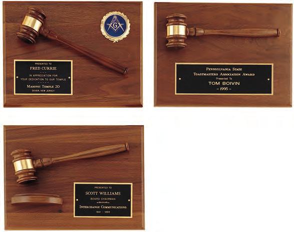 Parliament Series AMERICAN WALNUT PLAQUES AND GAVELS Metal Gavel Goldtone A Gavel with Engraving