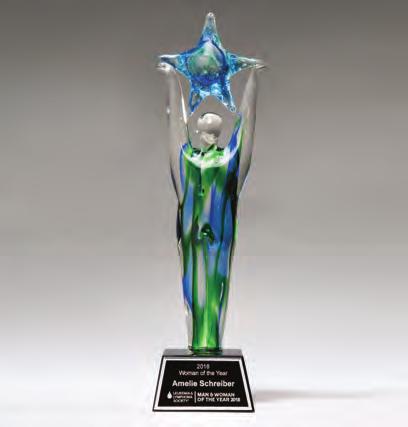 Art Glass & New Crystal Awards Blue and Green Art Glass Award Art Glass Star Achiever Trophy 2266 4 x 8 $58.50 LASER ENGRAVABLE ALUMINUM PLATE NEW Red Crystal Star on Clear Crystal Base 2282 3.