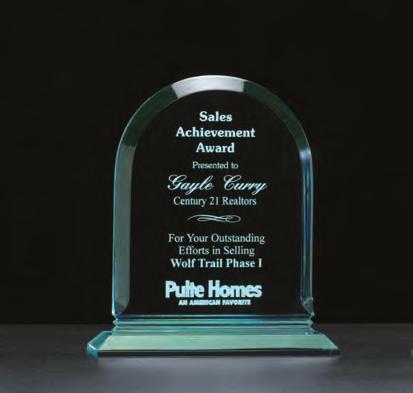 Acrylic Awards Constellation Series Walnut Piano-Finish Base with Gold Metal Accents Peak Award (Jade