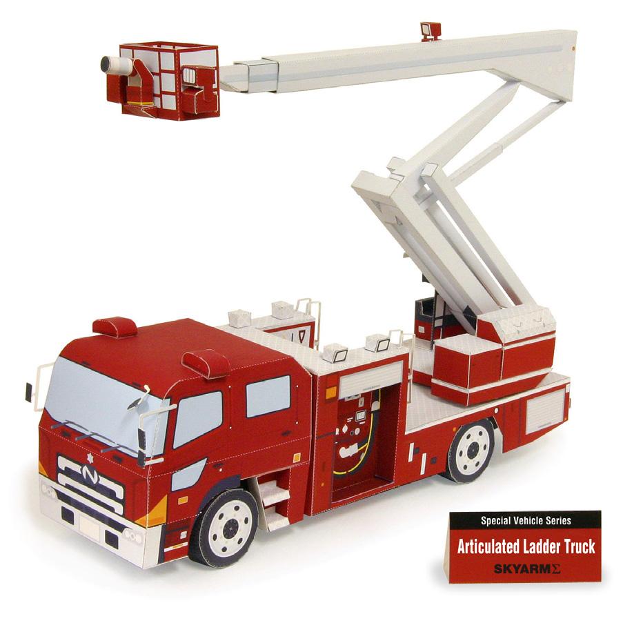 Special Vehicle Series : 05 Articulated Ladder Truck View of completed model * This model was designed for Papercraft and may differ from the original in some respects.