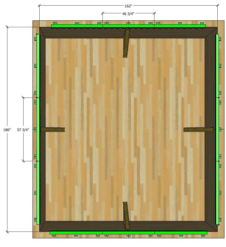 Page 12 10 X 12 FRAME SETUP DIAGRAM (6) Short Side Pieces (use 3 on each end) (6) Long Side Pieces (use 3 on each side) Center frame pieces on the side you re installing.