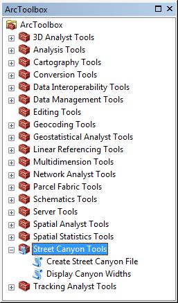 SECTION 2 - Using the Street Canyon Tool Figure 2 - The Street Canyon Tools toolbox 2.