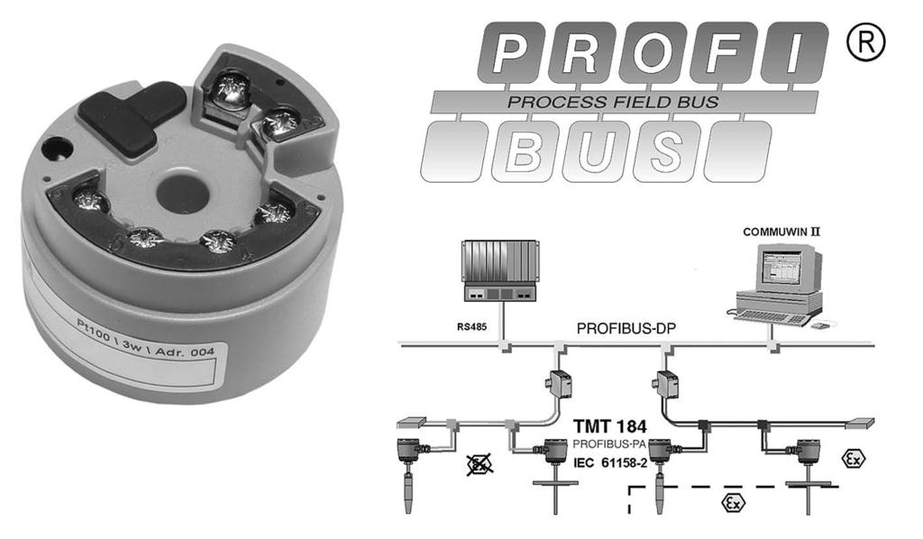 Technical information itemp PA TMT184 Temperature head transmitter with PROFIBUS-PA interface. Supply and digital communication using PROFIBUS-PA, for installation in a Form B sensor head.