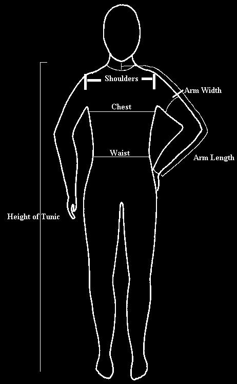 Measuring for the Tunic This handout will give the instructions for a basic tunic.
