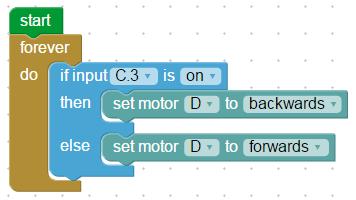 3 button will reverse the direction that the motor spins Circuit 4.8 Challenge: investigate alll the other set motor options.